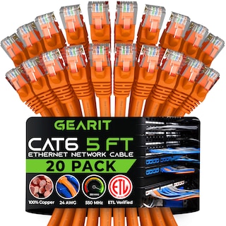 Foto 1 | Cable Ethernet Gearit Cat 6 10 Gbps 1 5 M (paquete De 20) Naranja - Venta Internacional.