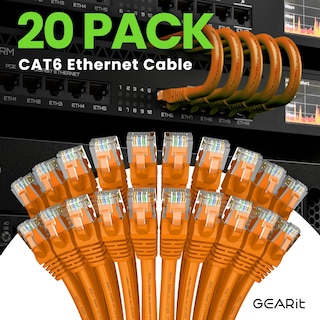 Foto 2 | Cable Ethernet Gearit Cat 6 10 Gbps 1 5 M (paquete De 20) Naranja - Venta Internacional.