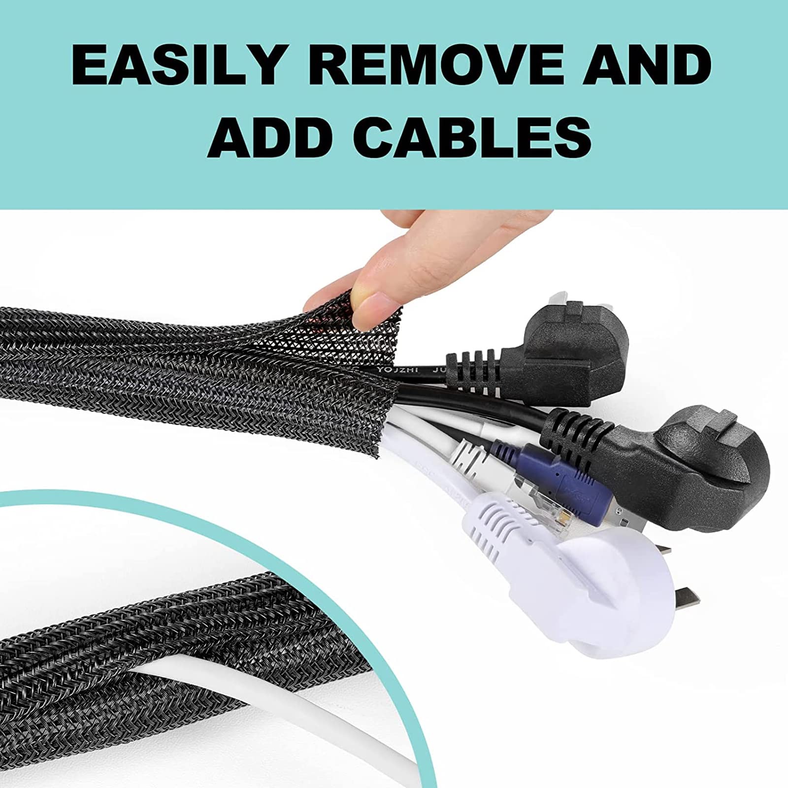 Foto 5 | Funda Para Cables Agptek  Paquete De 2 Unidades  1 8 Pulgadas Y 1 5 M  Gestión De Cables - Venta Internacional.