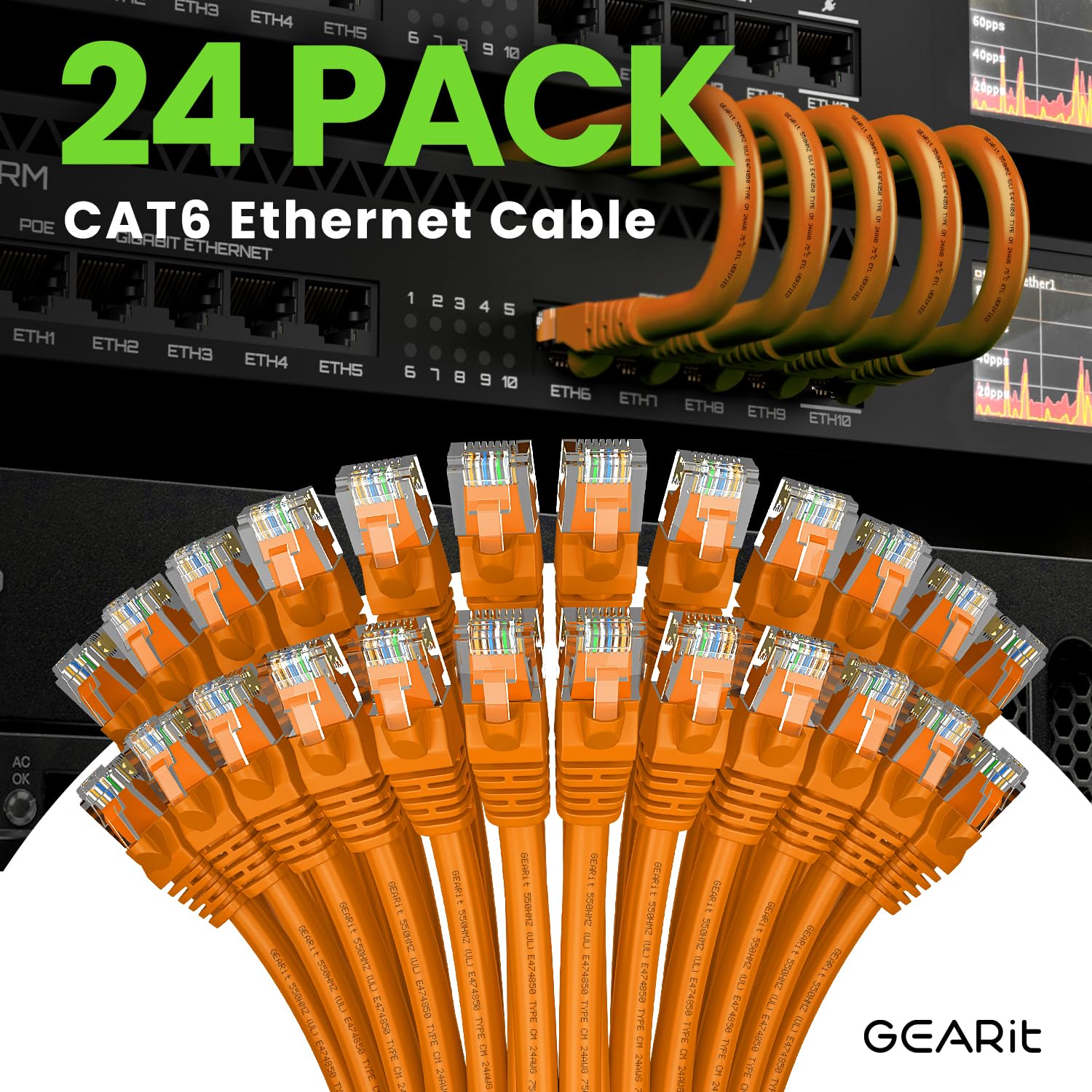 Foto 3 pulgar | Cable Ethernet Gearit Cat 6  1 2 M (4 Pies)  Paquete De 24 Unidades  10 Gbps  Rj45 - Venta Internacional.