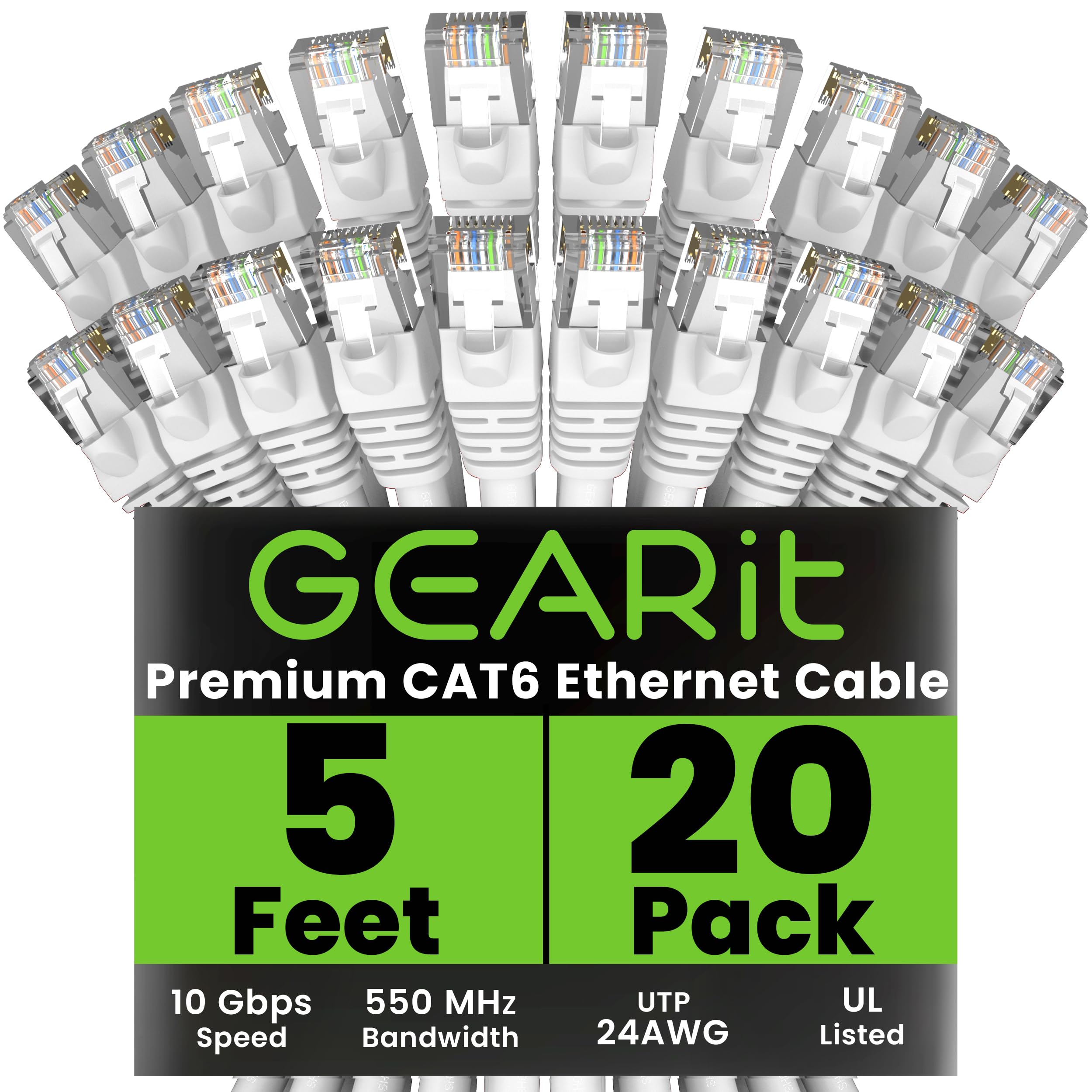 Foto 2 pulgar | Cable Ethernet Gearit Cat 6  10 Gbps  1 5 M (paquete De 20)  Color Blanco - Venta Internacional.