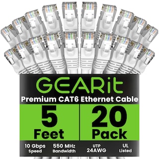 Foto 1 | Cable Ethernet Gearit Cat 6 10 Gbps 1 5 M (paquete De 20) Color Blanco - Venta Internacional.
