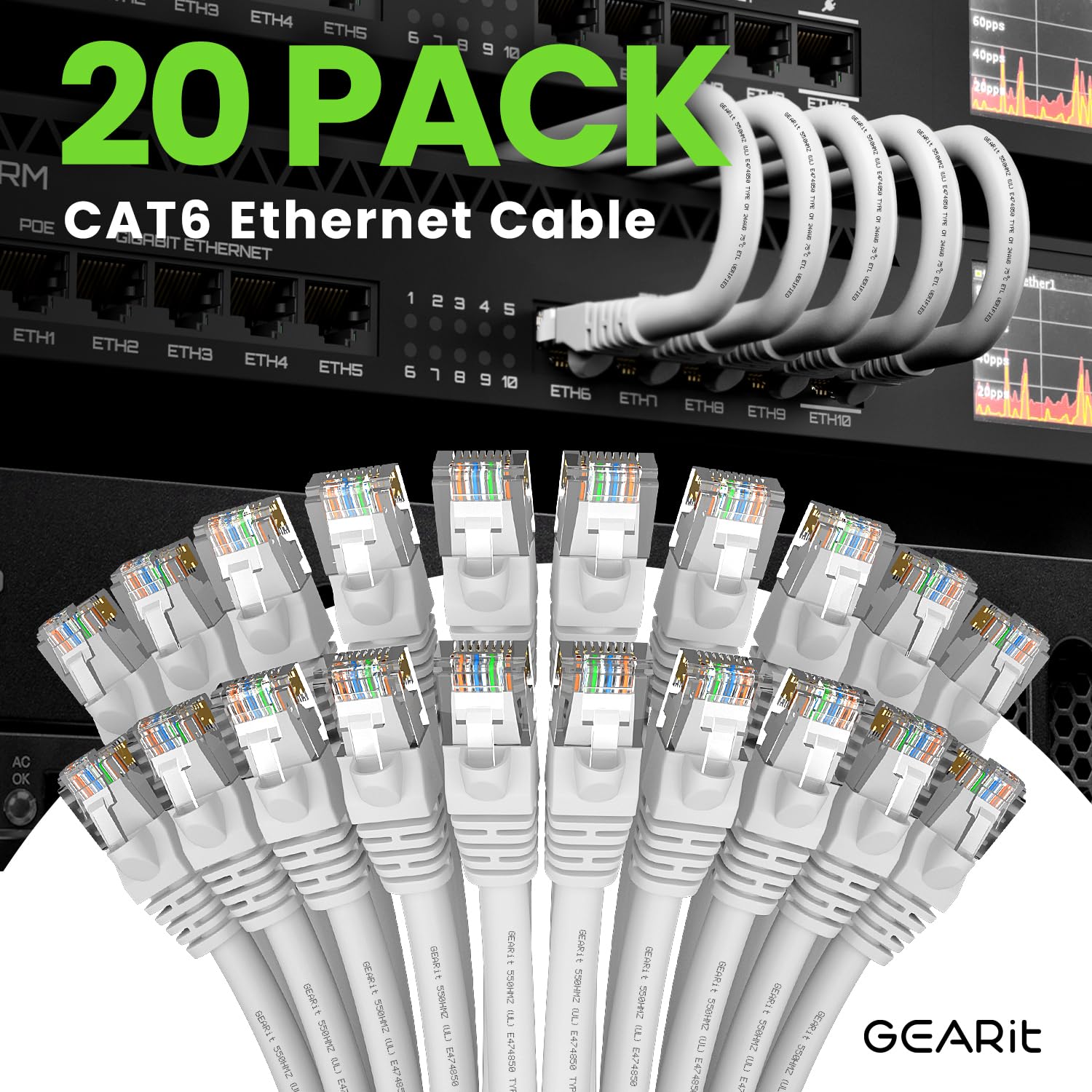 Foto 3 pulgar | Cable Ethernet Gearit Cat 6  10 Gbps  1 5 M (paquete De 20)  Color Blanco - Venta Internacional.