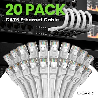 Foto 2 | Cable Ethernet Gearit Cat 6 10 Gbps 1 5 M (paquete De 20) Color Blanco - Venta Internacional.