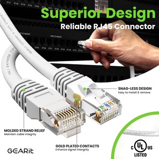 Foto 4 | Cable Ethernet Gearit Cat 6 10 Gbps 1 5 M (paquete De 20) Color Blanco - Venta Internacional.