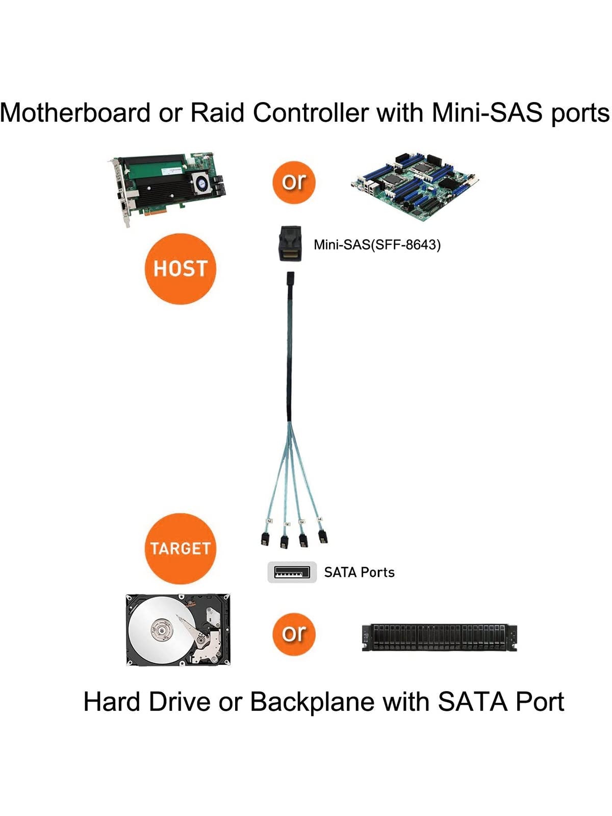 Foto 6 pulgar | Cable Mini Sas Hd Interno Cablecreation De 0 5 M Sff-8643 A 4 Unidades Sata - Venta Internacional.