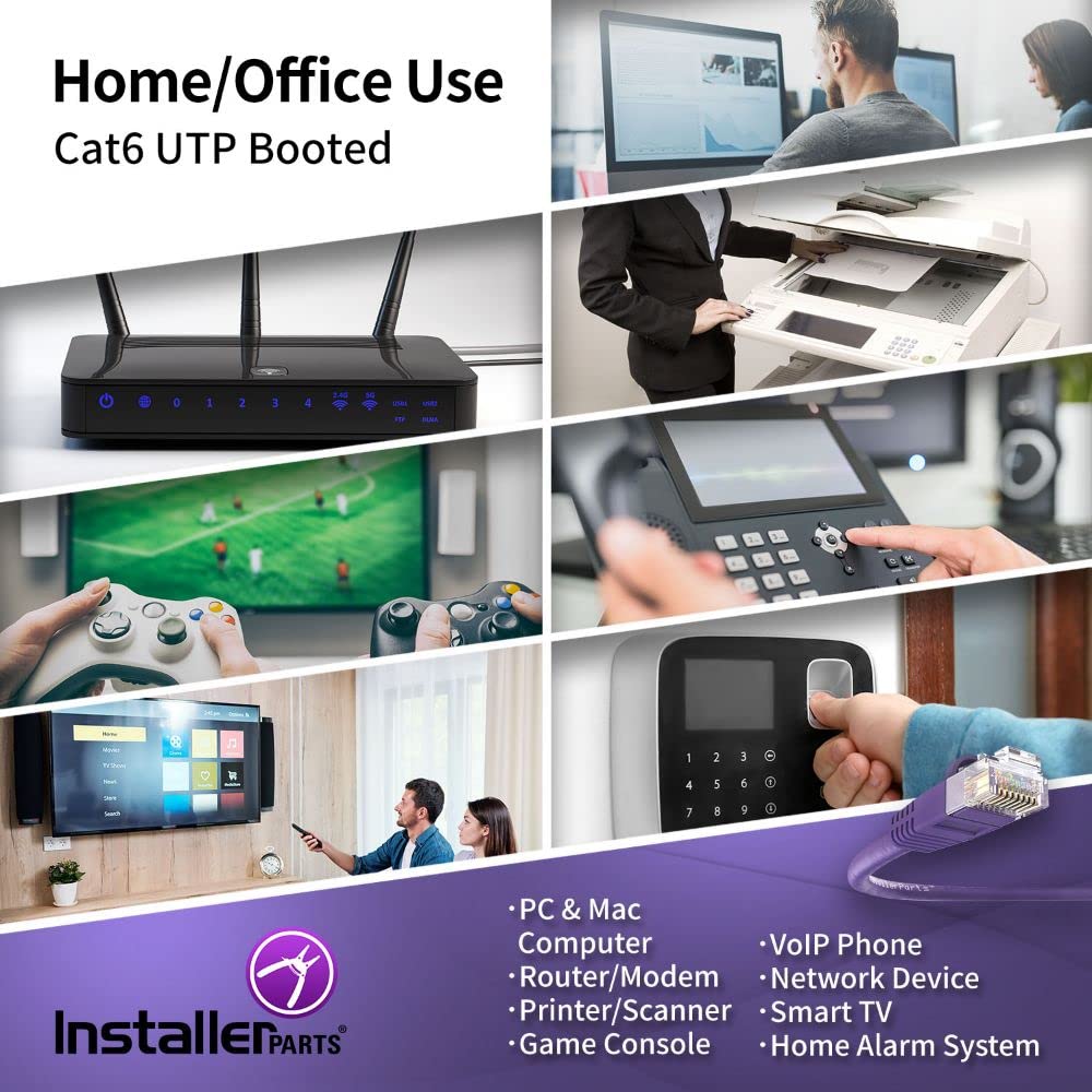 Foto 5 | Piezas De Instalación De Cables Cat6 Con Arranque Utp  Color Morado  20 Pies Y 10 Gbps - Venta Internacional.
