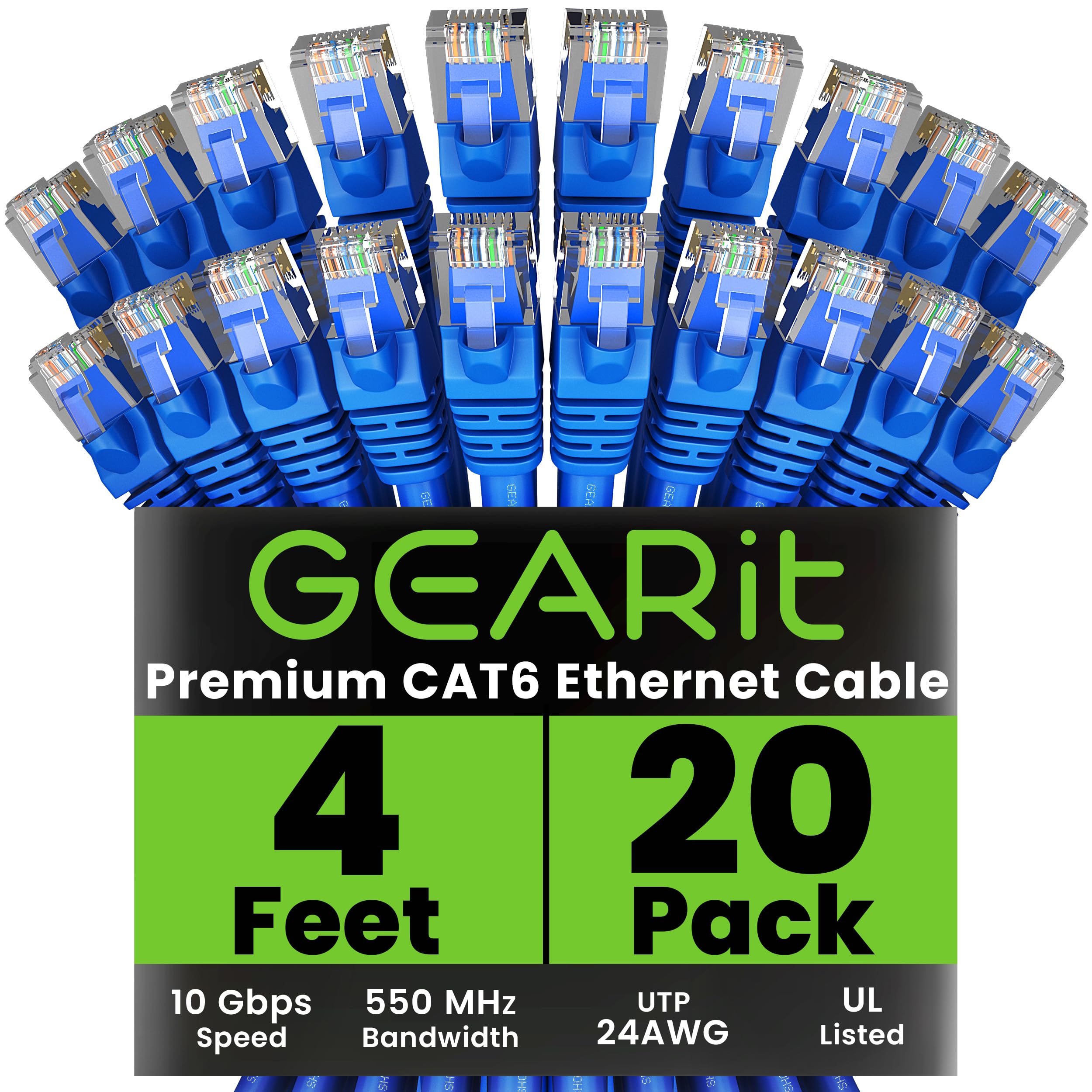 Foto 2 pulgar | Cable Ethernet Gearit Cat 6  1 2 M (4 Pies)  10 Gbps  Paquete De 20  Azul - Venta Internacional.