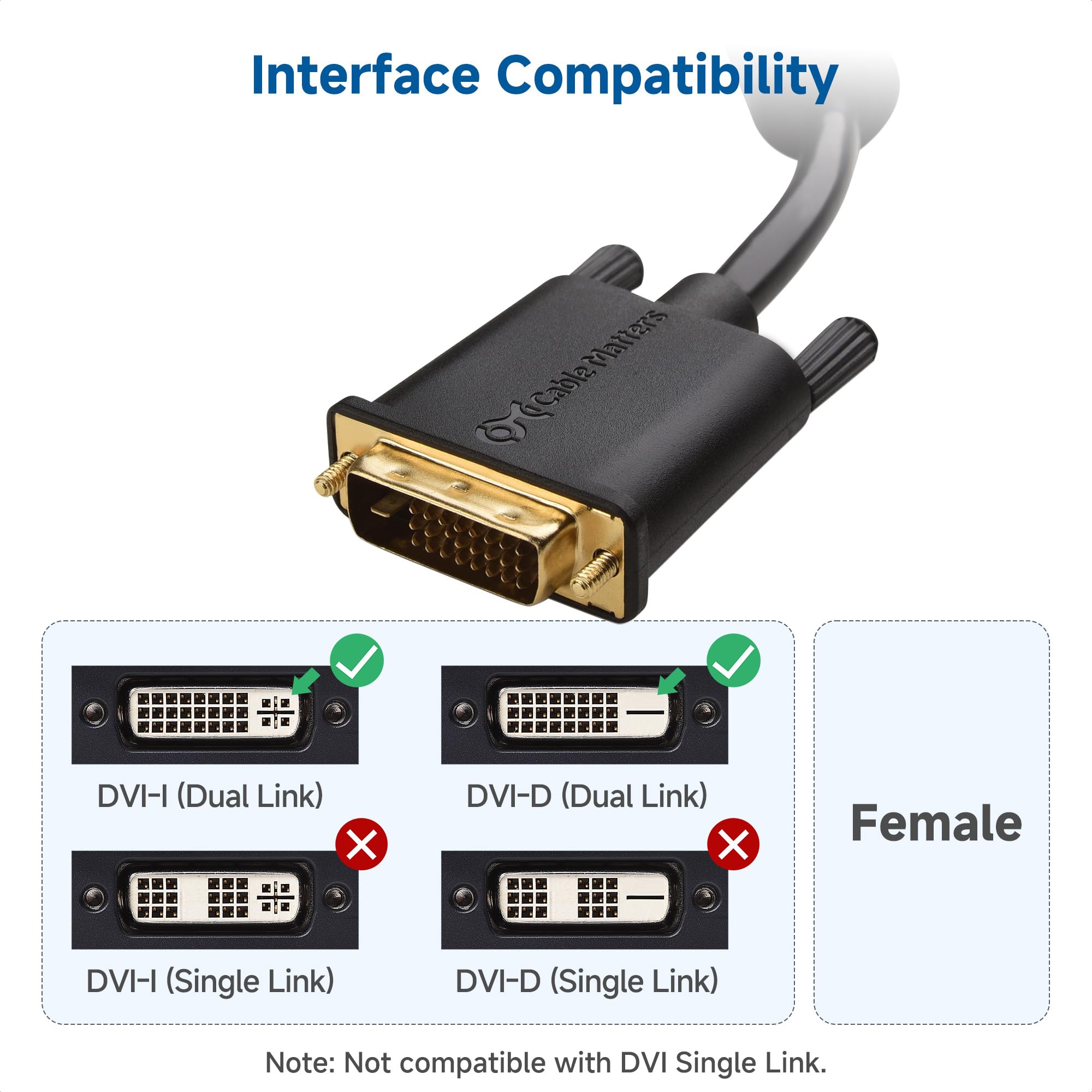 Foto 3 pulgar | Cable Dvi Cable Matters Dvi-d Dual Link De 6 Pies Para Monitores 4k - Venta Internacional.