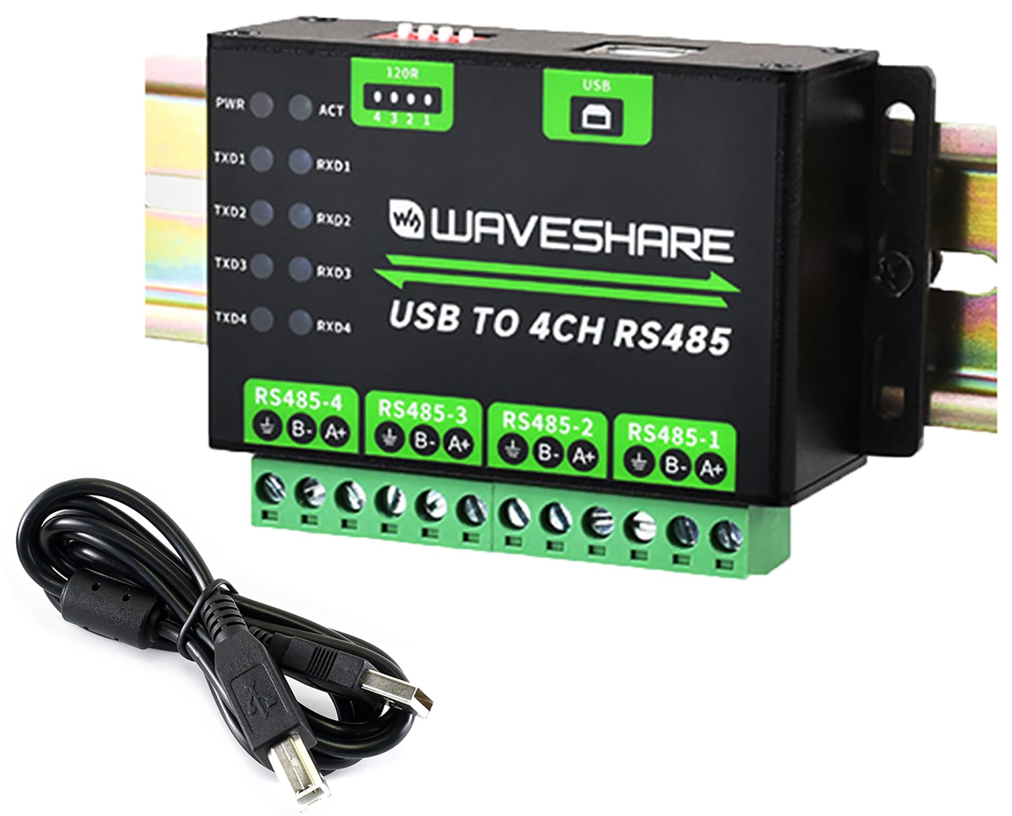 Foto 2 pulgar | Convertidor Usb A Rs485 Waveshare Industrial 4 Canales 1.2 Km - Venta Internacional.