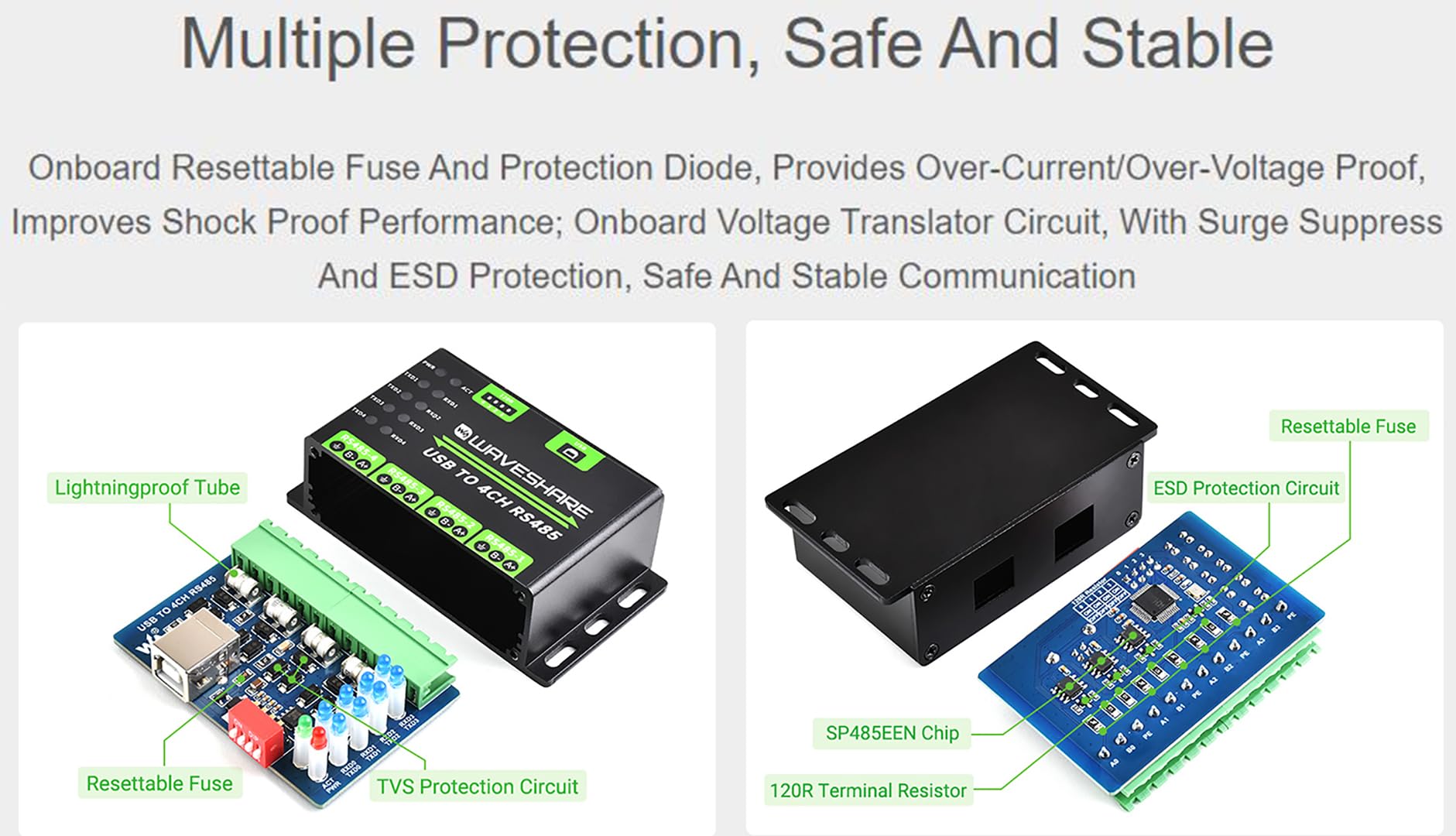 Foto 4 | Convertidor Usb A Rs485 Waveshare Industrial 4 Canales 1.2 Km - Venta Internacional.