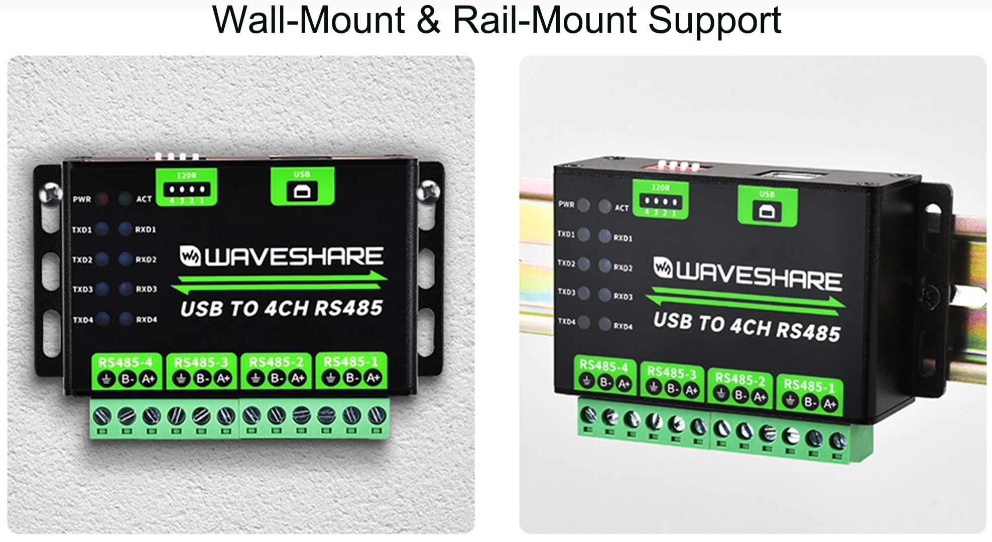 Foto 7 pulgar | Convertidor Usb A Rs485 Waveshare Industrial 4 Canales 1.2 Km - Venta Internacional.