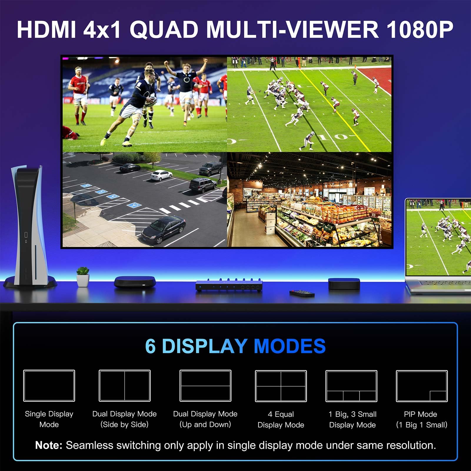 Foto 2 | Conmutador Multivisor Hdmi Portta Quad 4x1 Con Pip - Venta Internacional.