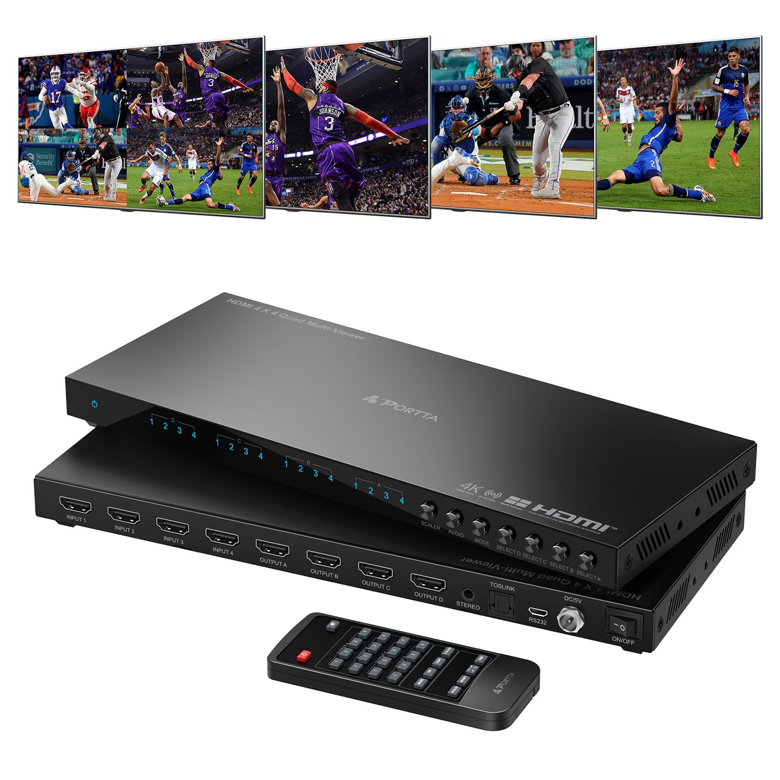 Foto 2 pulgar | Conmutador Multivisor Portta 4k Hdmi 4x4 Con Modos De Visualización Pip 6 - Venta Internacional.