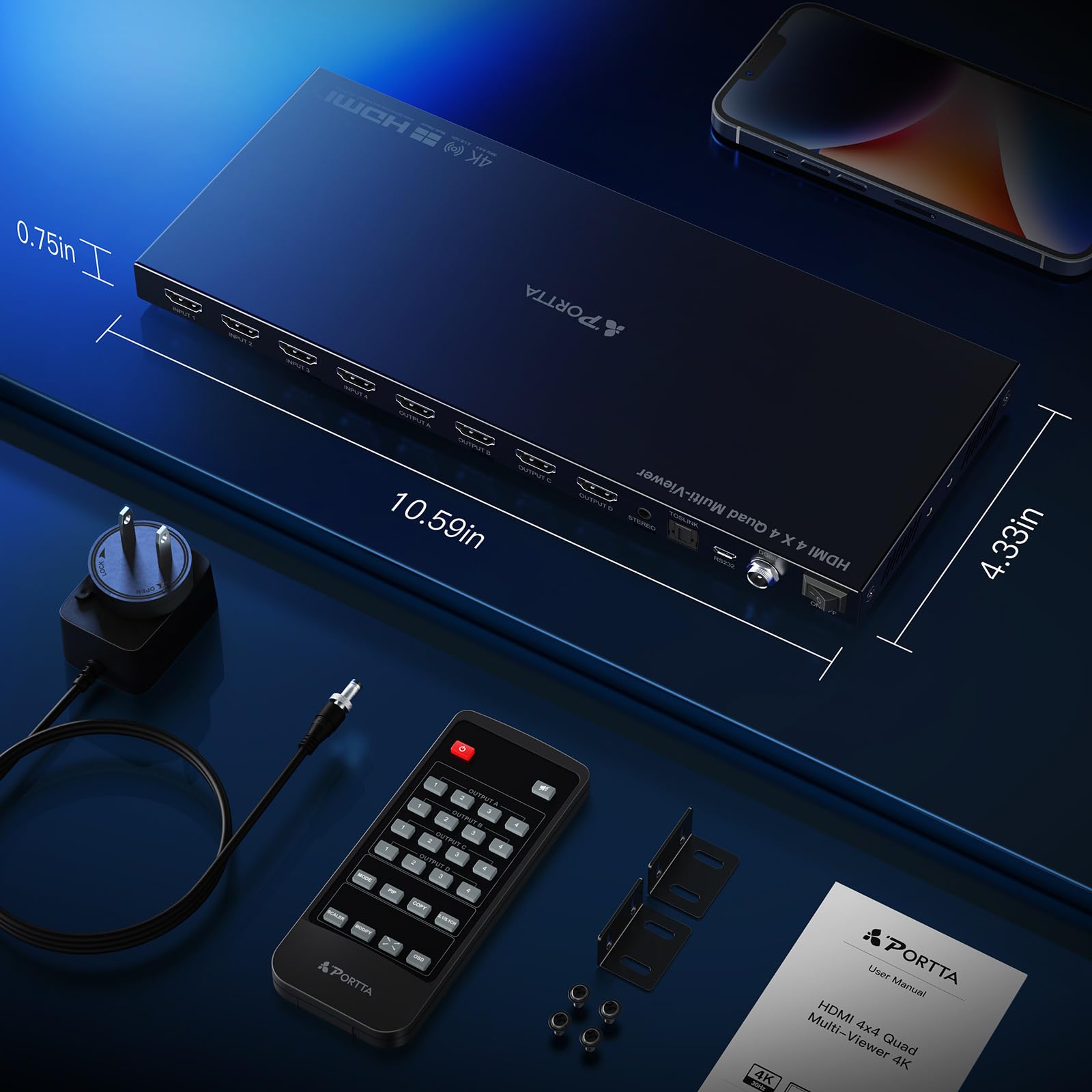 Foto 7 | Conmutador Multivisor Portta 4k Hdmi 4x4 Con Modos De Visualización Pip 6 - Venta Internacional.