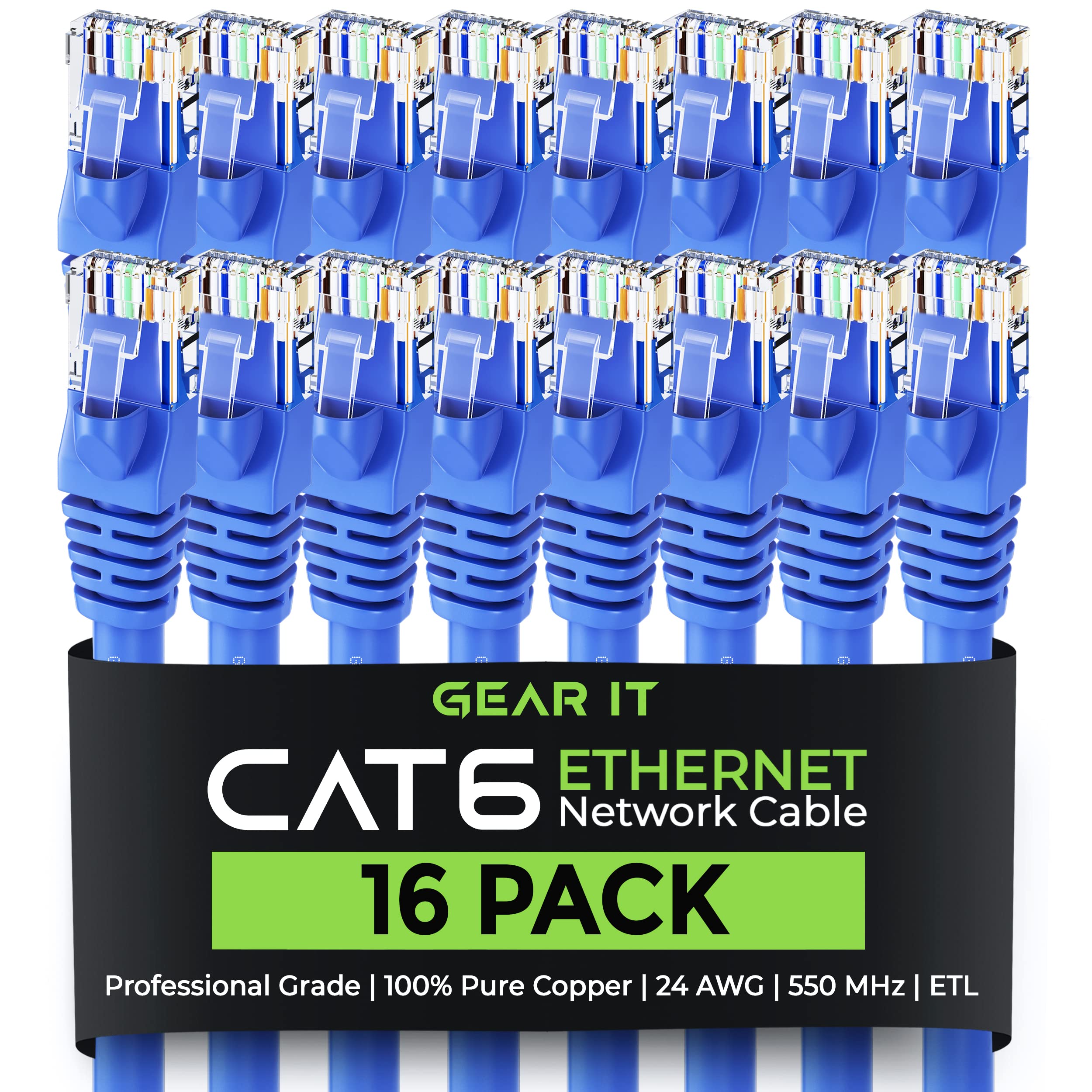 Foto 2 pulgar | Cable Ethernet Gearit Cat 6  7 Pies (2 M)  Paquete De 16 Gbps  10 Gbps  Azul - Venta Internacional.