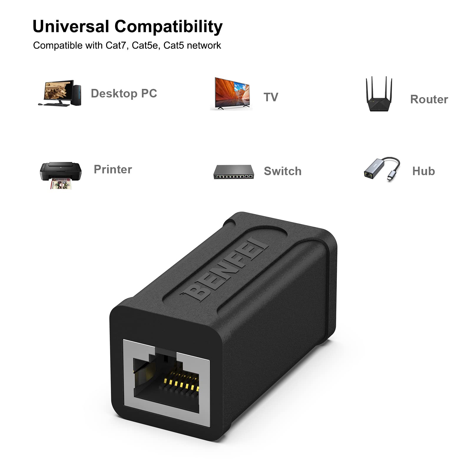 Foto 6 pulgar | Acoplador Ethernet Benfei Rj45 Hembra A Hembra Cat7/cat6/cat5e - Venta Internacional.