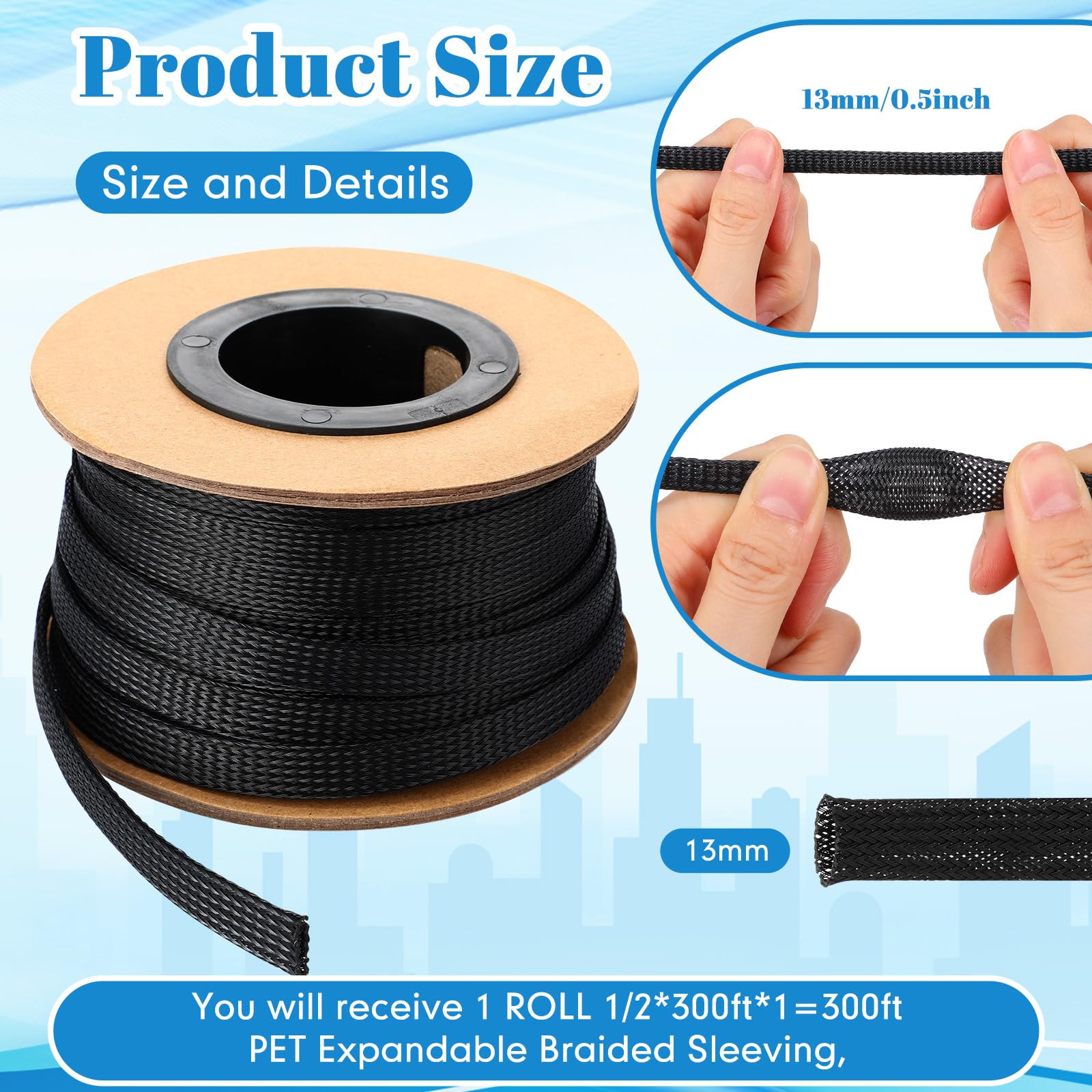 Foto 3 pulgar | Funda Trenzada Expandible De Pet Wire Loom De 300 Pies - Venta Internacional.