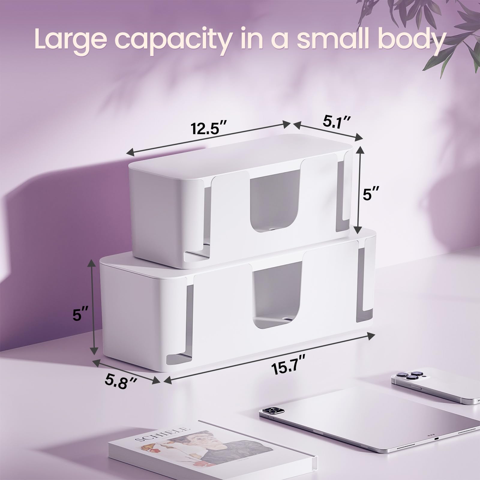 Foto 2 | Caja Organizadora De Cables Delamu  Paquete De 2 Unidades  Color Blanco - Venta Internacional.