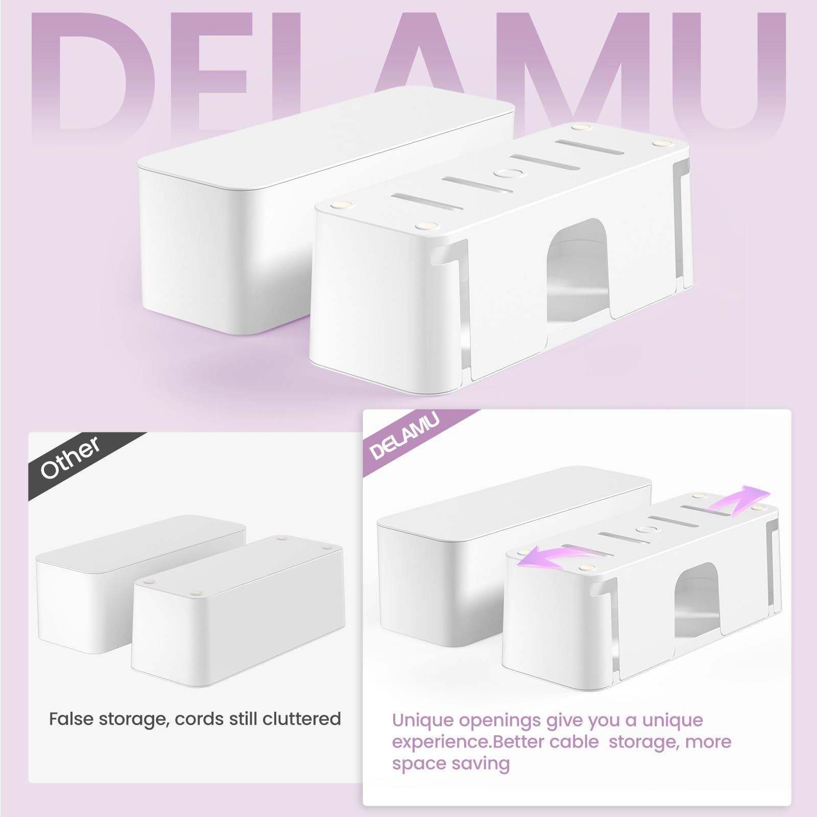 Foto 7 pulgar | Caja Organizadora De Cables Delamu  Paquete De 2 Unidades  Color Blanco - Venta Internacional.