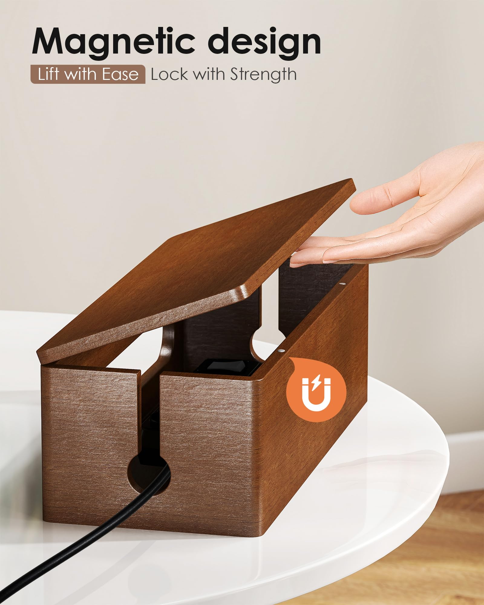 Foto 4 pulgar | Caja De Gestión De Cables Yecaye De Madera Con Diseño De Tapa Magnética - Venta Internacional.