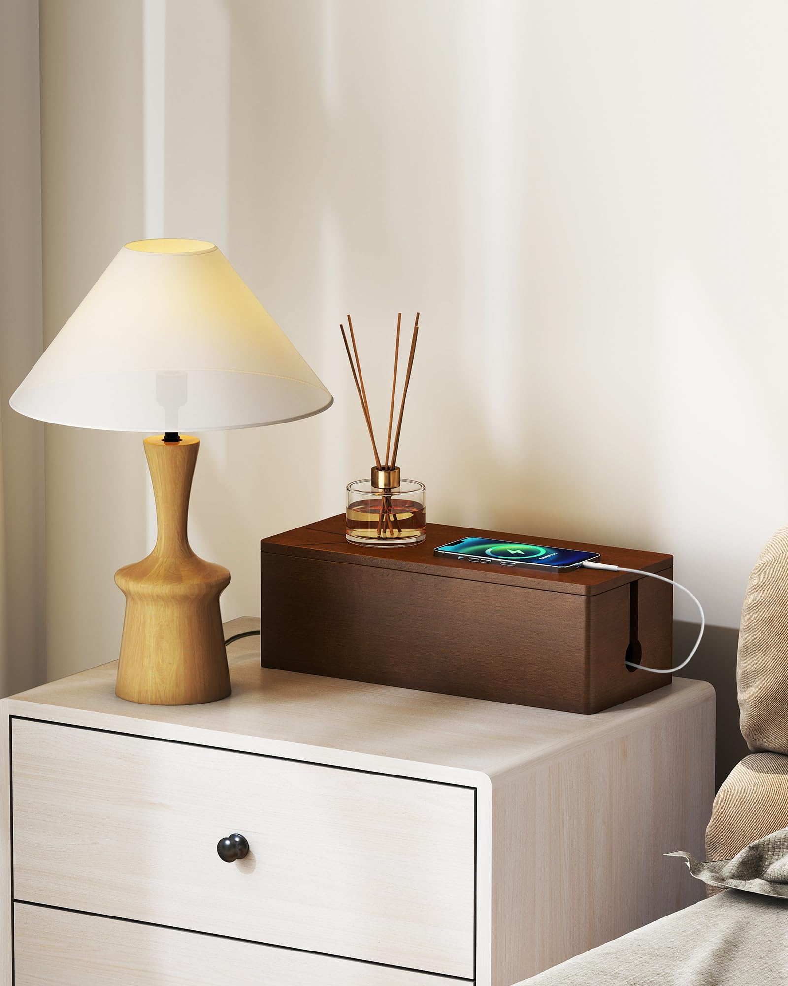 Foto 4 | Caja De Gestión De Cables Yecaye De Madera Con Diseño De Tapa Magnética - Venta Internacional.