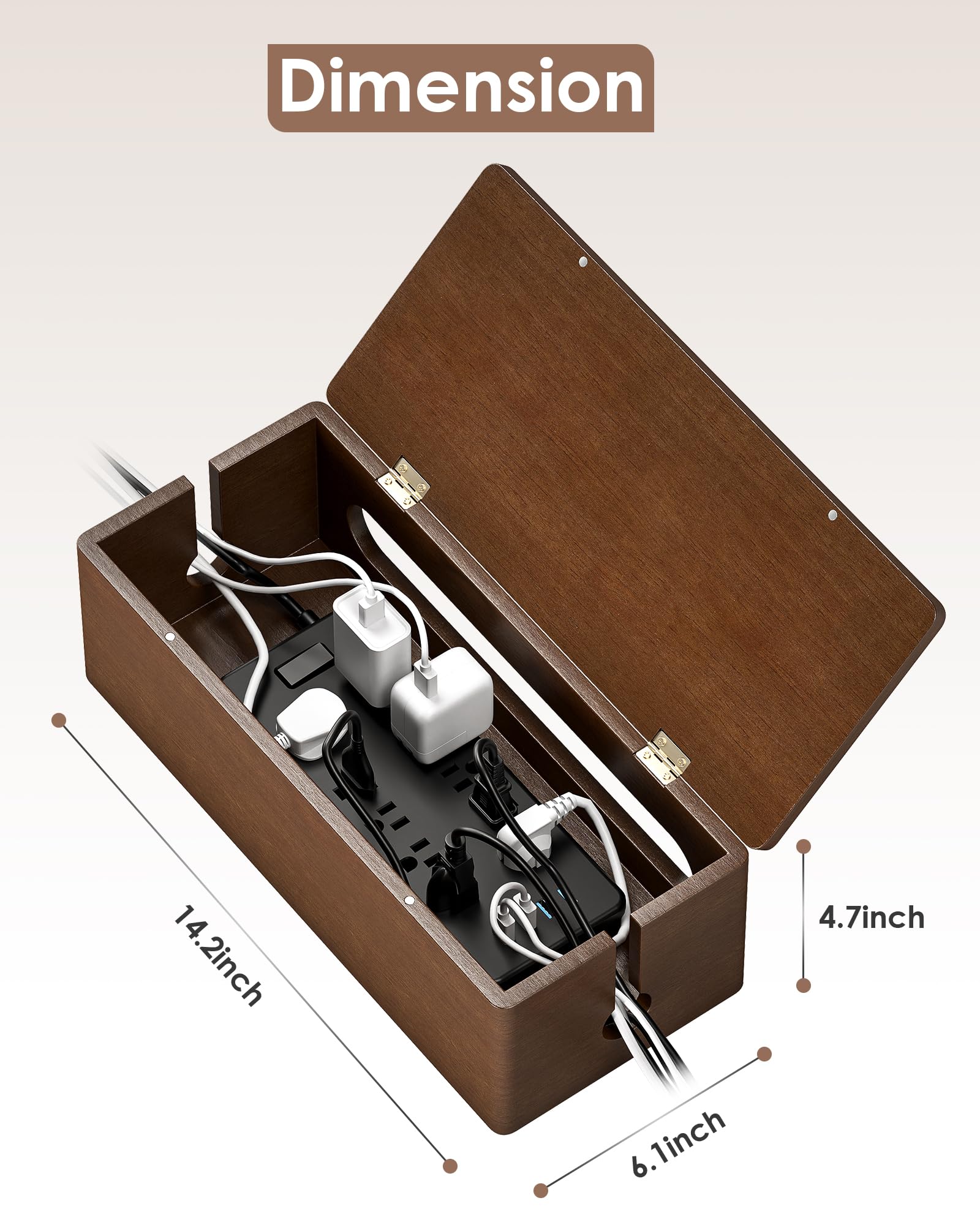 Foto 6 pulgar | Caja De Gestión De Cables Yecaye De Madera Con Diseño De Tapa Magnética - Venta Internacional.