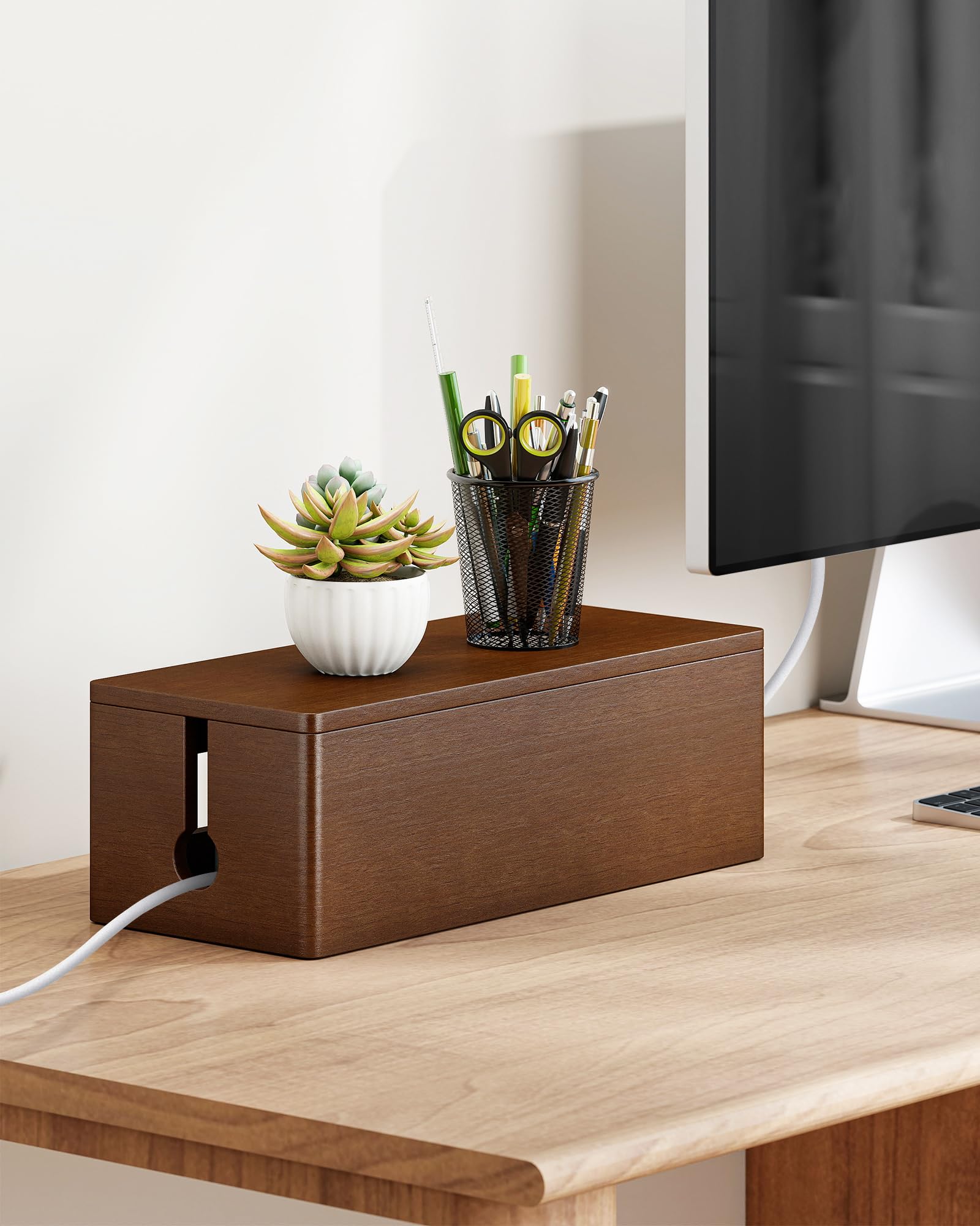 Foto 7 pulgar | Caja De Gestión De Cables Yecaye De Madera Con Diseño De Tapa Magnética - Venta Internacional.