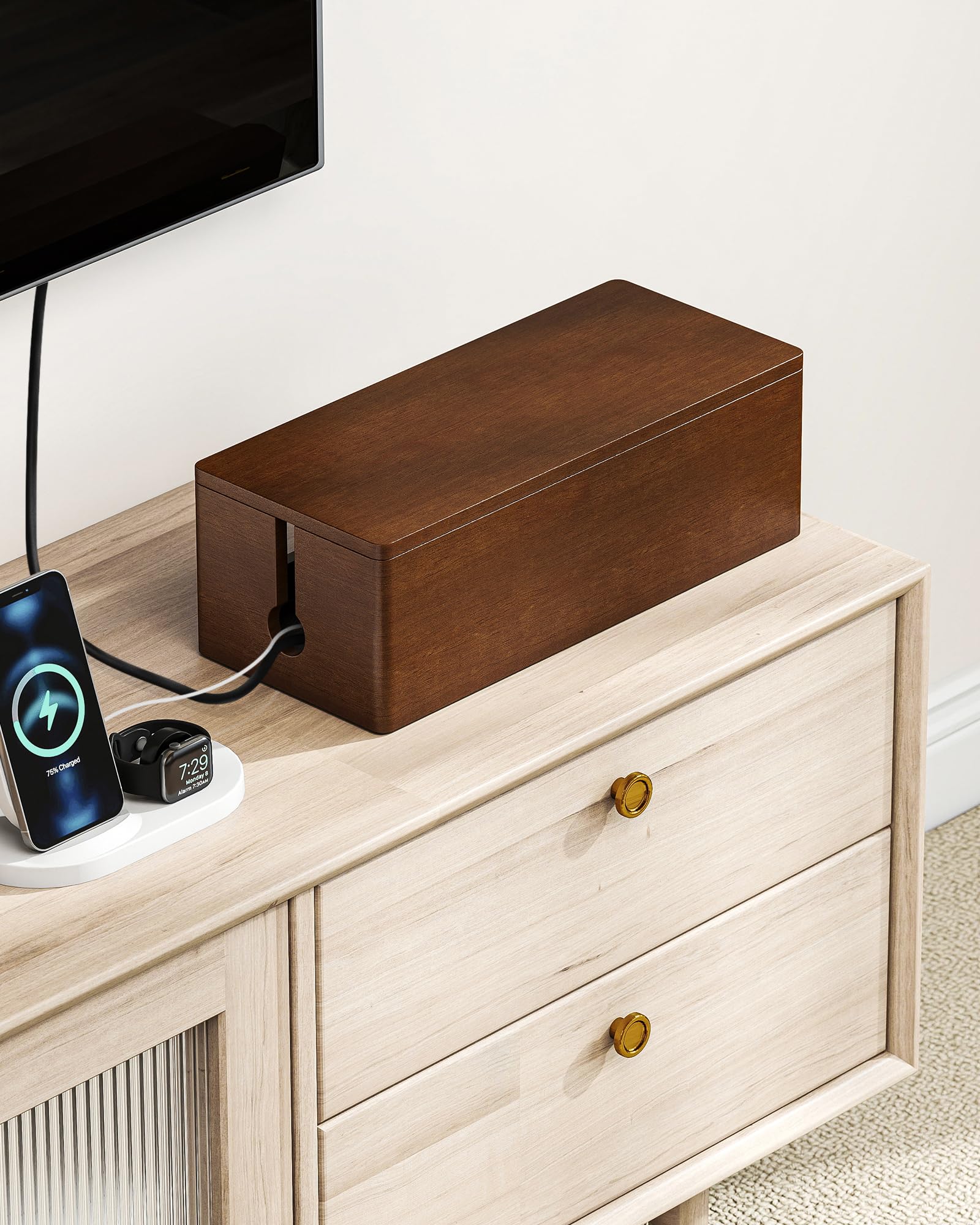 Foto 7 | Caja De Gestión De Cables Yecaye De Madera Con Diseño De Tapa Magnética - Venta Internacional.