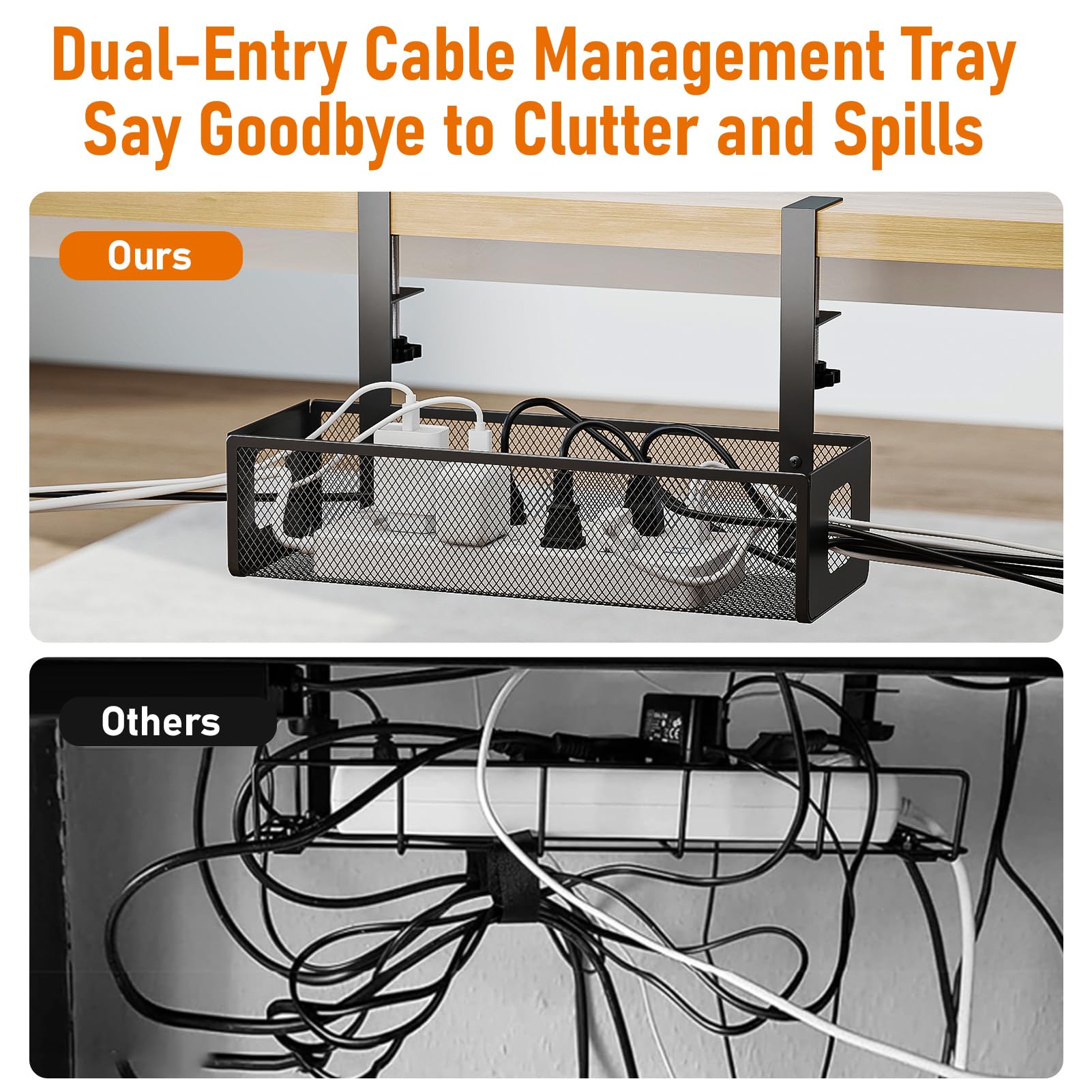 Foto 5 | Bandeja De Gestión De Cables Delamu Para Colocar Debajo Del Escritorio  Diseño Con Abrazadera En F - Venta Internacio