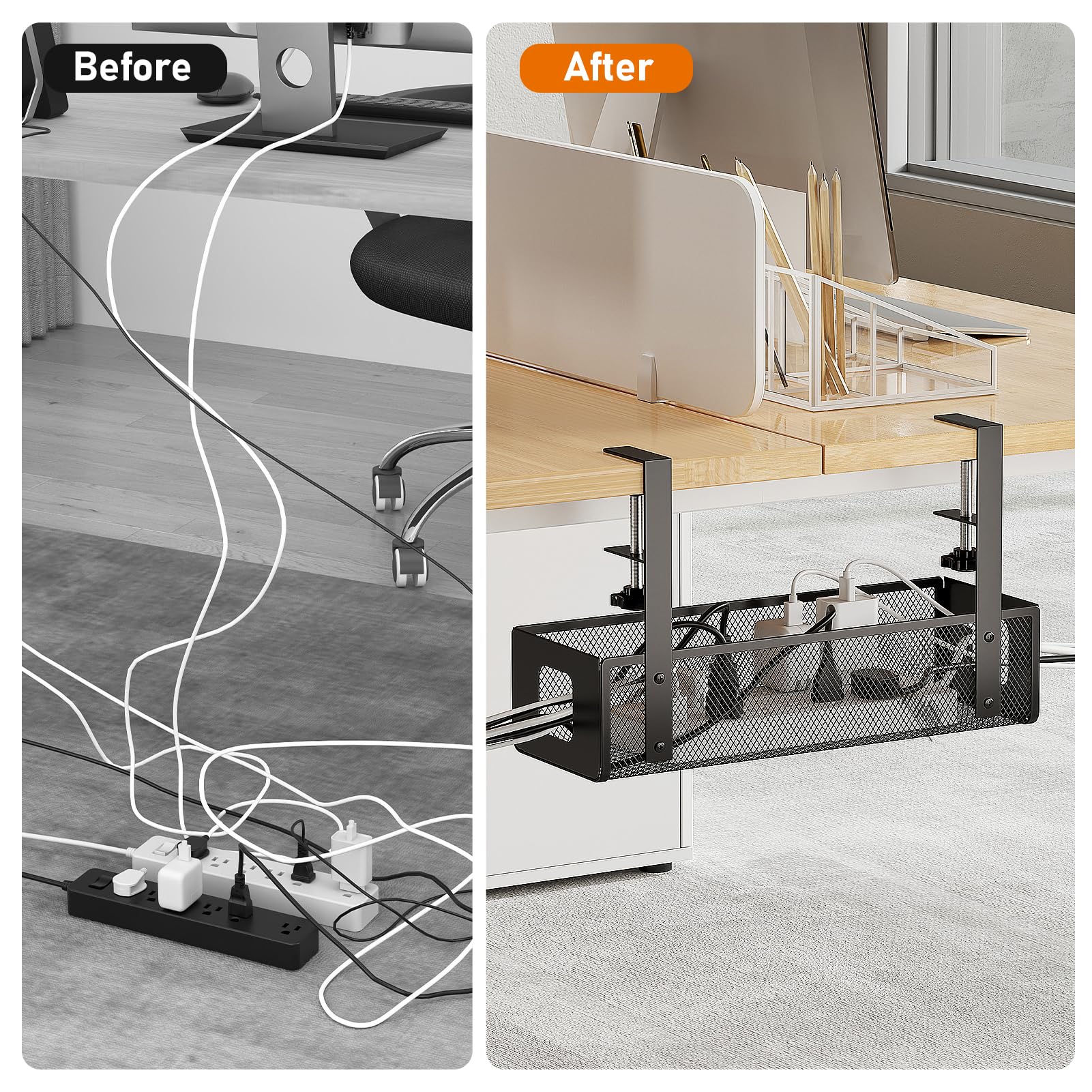 Foto 6 | Bandeja De Gestión De Cables Delamu Para Colocar Debajo Del Escritorio  Diseño Con Abrazadera En F - Venta Internacio