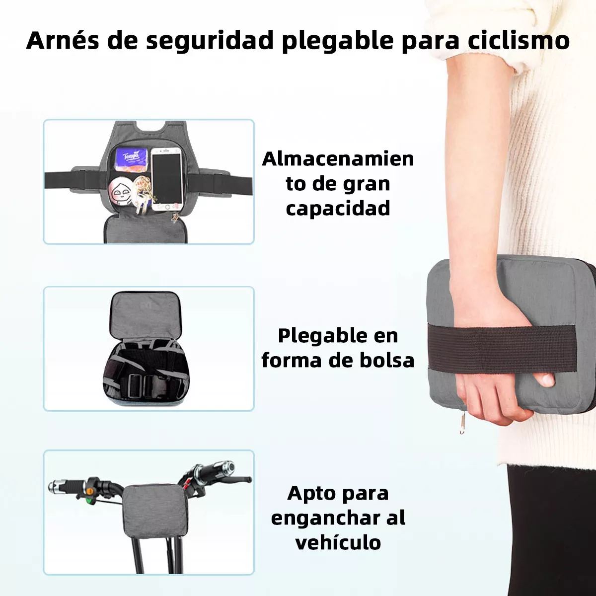 Foto 4 pulgar | Cinturón de Seguridad de Moto Bici con Arnés Eo Safe Imports Gris