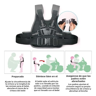 Foto 4 | Cinturón de Seguridad de Moto Bici con Arnés Eo Safe Imports Gris