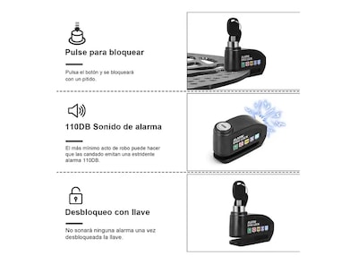Foto 3 | Candado Xtellar Para Moto Con Alarma Y Doble Llave - Impermeable Y Resistente