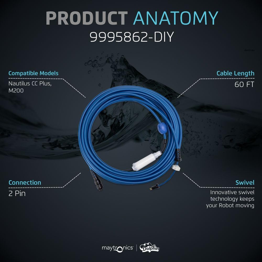 Foto 5 pulgar | Cable De Repuesto Dolphin Azul De 60 Pies Con Giratorio Para M200 - Venta Internacional.