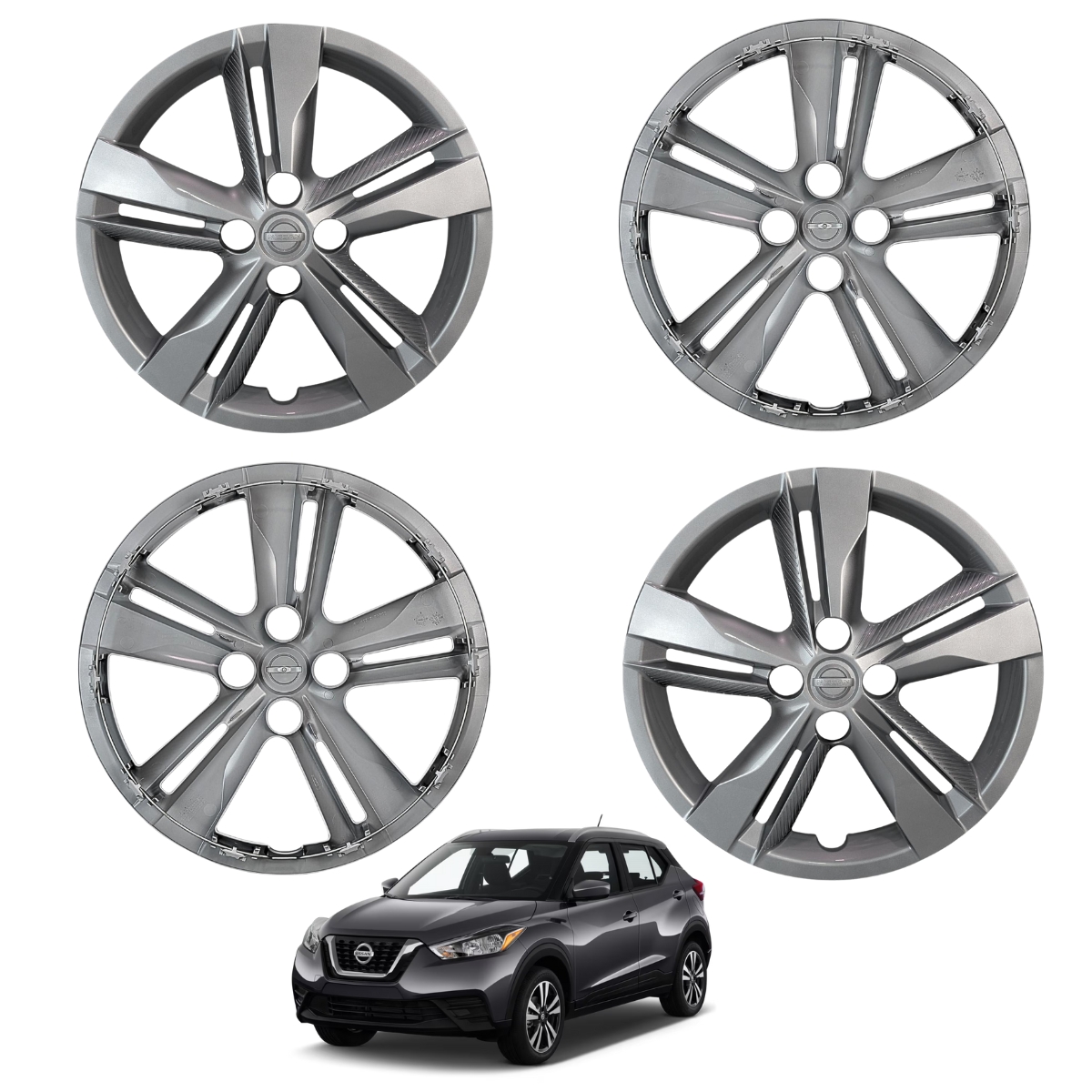 Juego De 4 Tapones De Rueda Para Auto Nissan Kicks 2016-2022 Original