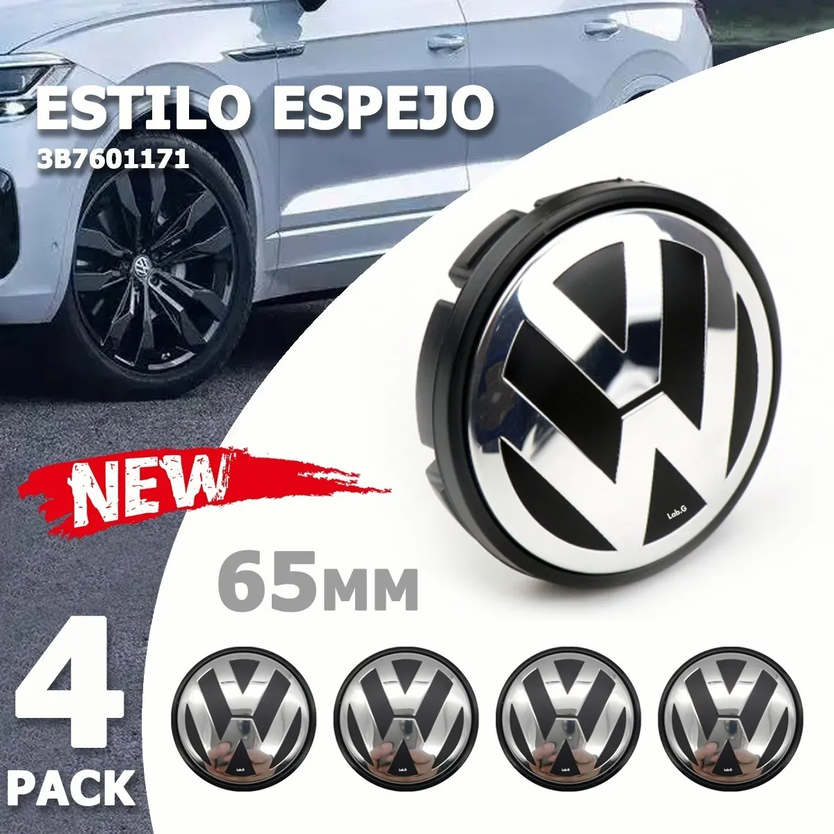 Foto 5 pulgar | 4 Tapas Centro De Rin Vw Jetta A6 A7  Bora  Tiguan 65mm Lab.g Plata