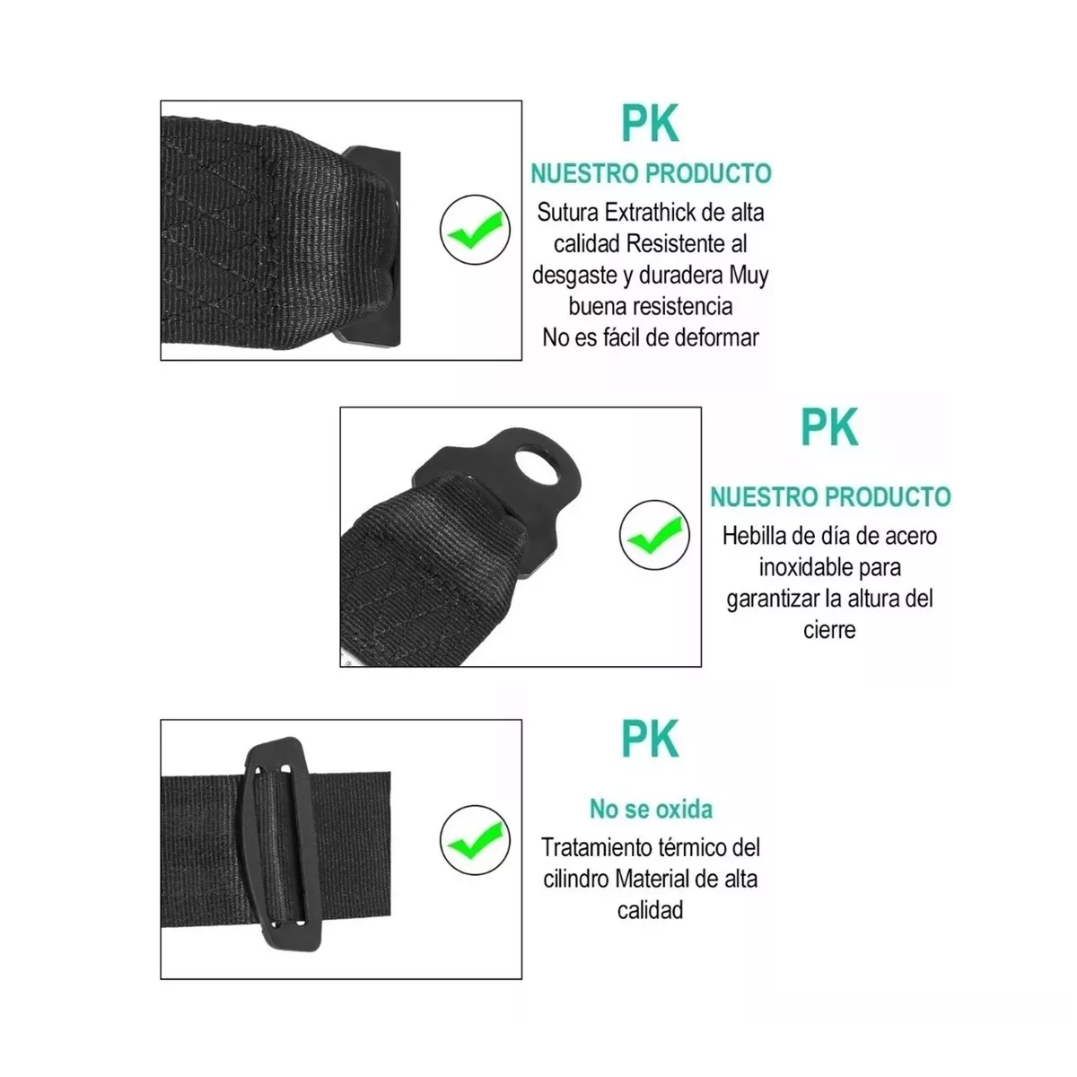 Foto 5 pulgar | Cinturones de Seguridad Belug Negros de 3 Puntos Universal Retráctil 2 Piezas