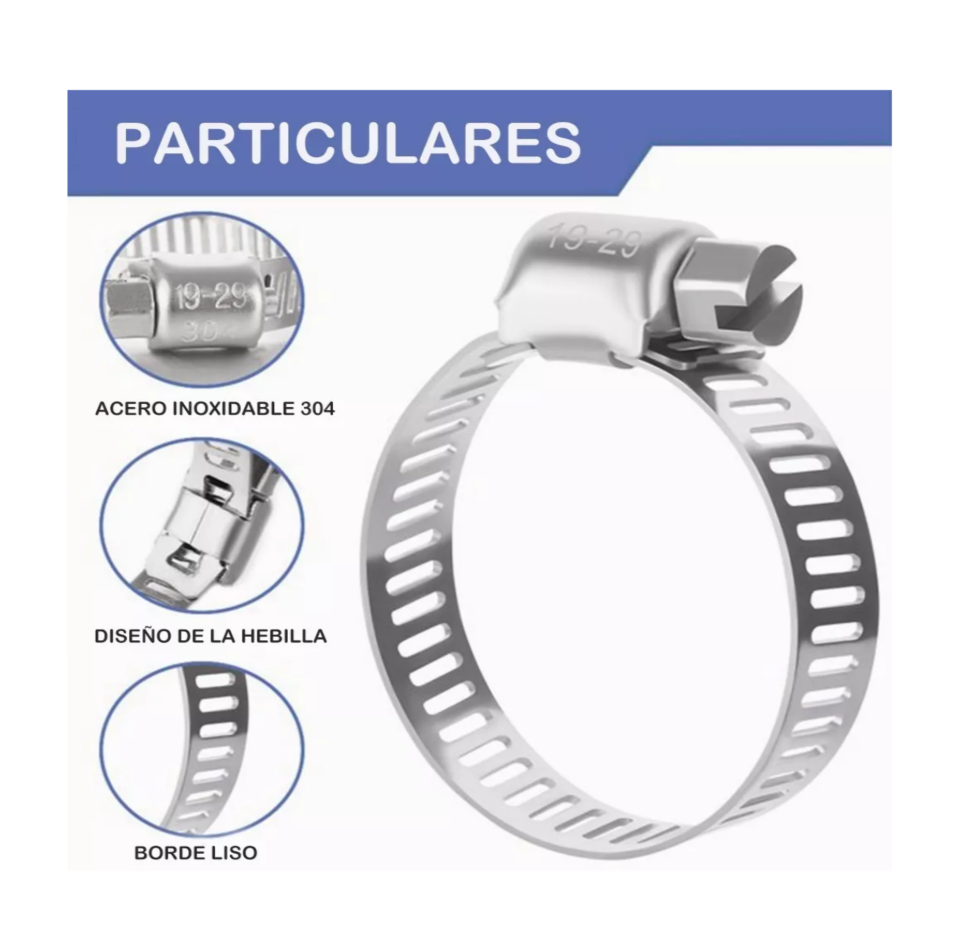 Foto 3 pulgar | Abrazaderas Para Manguera Automotriz Fontanería Con 60 Pzs Plata Belug