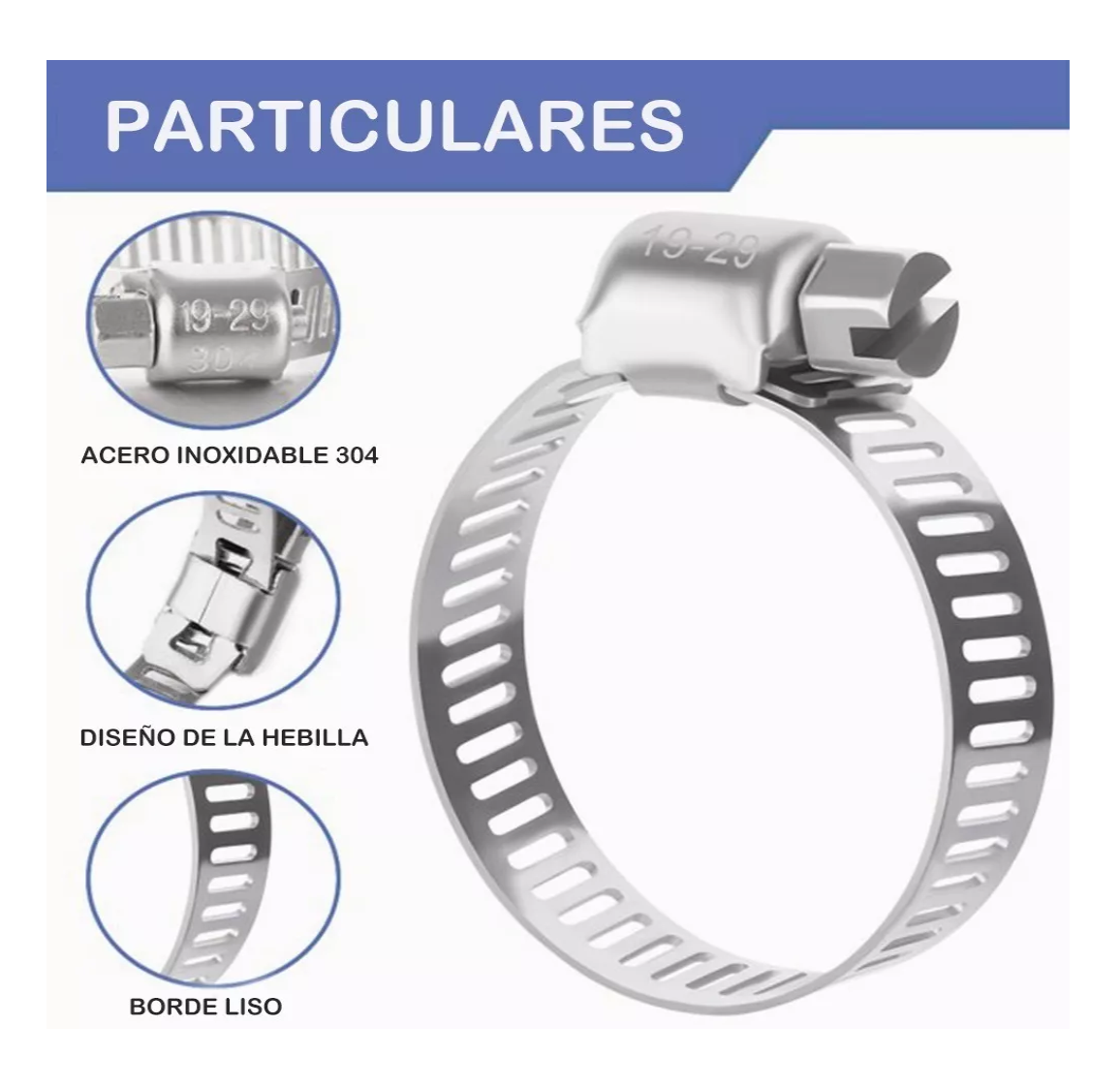 Foto 3 pulgar | Abrazaderas Para Manguera Automotriz Fontanería Con 60 Pzs Plata