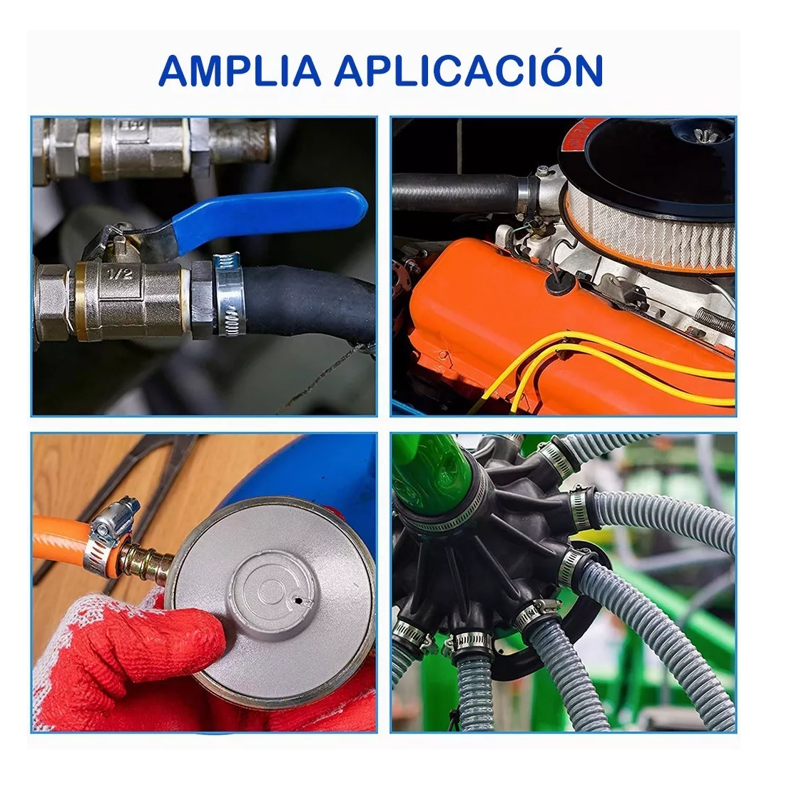 Foto 5 pulgar | Abrazaderas Para Manguera Automotriz Fontanería Con 60 Pzs Plata