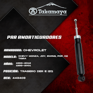 Foto 4 | 2 Amortiguadores Traseros Para Chevy 1993-2012 Chevy Monza, Joy, Swing, Pop, C2 / Tigra