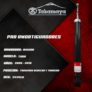 Foto 4 | Par de Amortiguadores Traseros Takamaya para Tiida y Versa 2006-2018 2007-2012