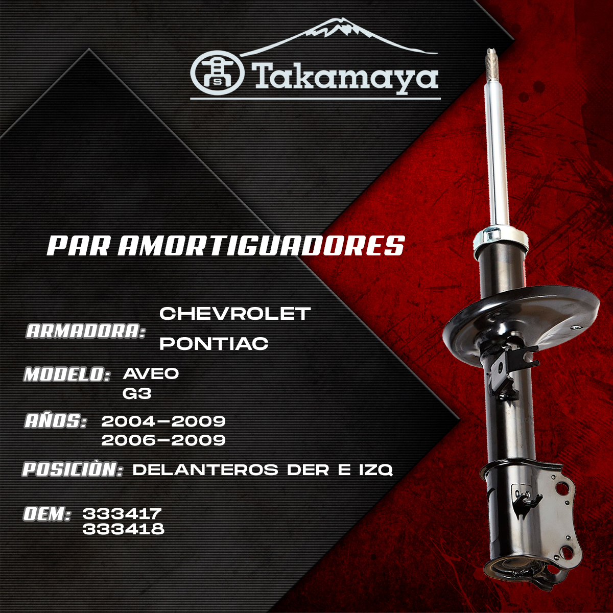 Foto 2 | Par Amortiguadores Delanteros Aveo 2004 - 2009 Y Pontiac G3