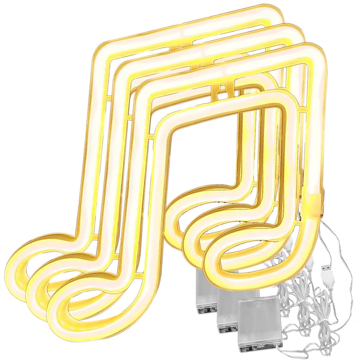 Foto 2 pulgar | Letrero Led Notas Musicales Ventdepot Mxmlf-003 3 Piezas Amarillo