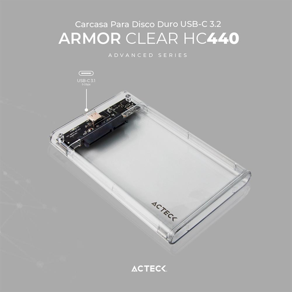 Foto 4 pulgar | Case Enclosure Acteck Armor Clear Hc440 5 Gbps Sata 2.5 Usb-c Blanco Ac-934695
