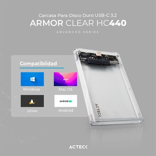 Foto 5 | Case Enclosure Acteck Armor Clear Hc440 5 Gbps Sata 2.5 Usb-c Blanco Ac-934695
