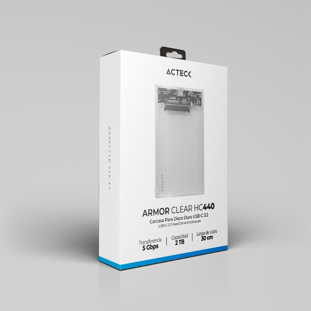 Foto 7 pulgar | Case Enclosure Acteck Armor Clear Hc440 5 Gbps Sata 2.5 Usb-c Blanco Ac-934695