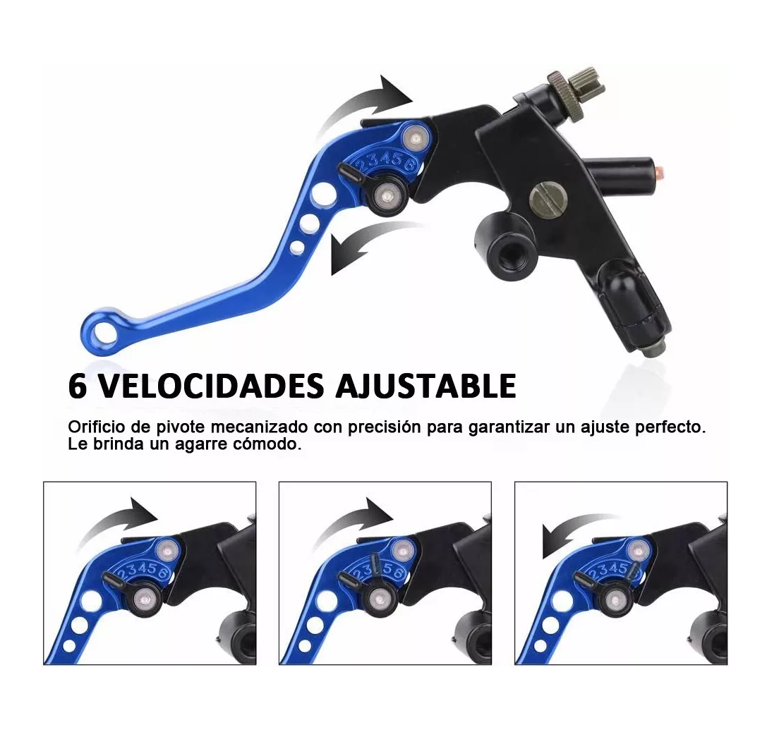 Foto 6 pulgar | Palanca Embrague y Bomba de Freno para Motos Universal Azul Belug