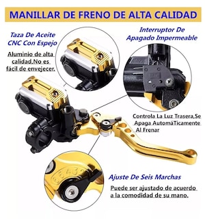 Foto 3 | Palancas De Manillar Embrague Y Freno Universales Para Moto 22mm Dorado